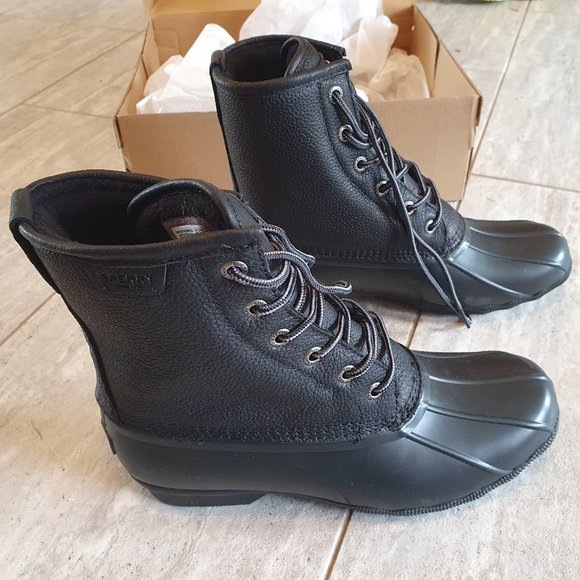 Men's Sperry Saltwater Duck Boots - Black Size 8.5 - Picture 1 of 6
